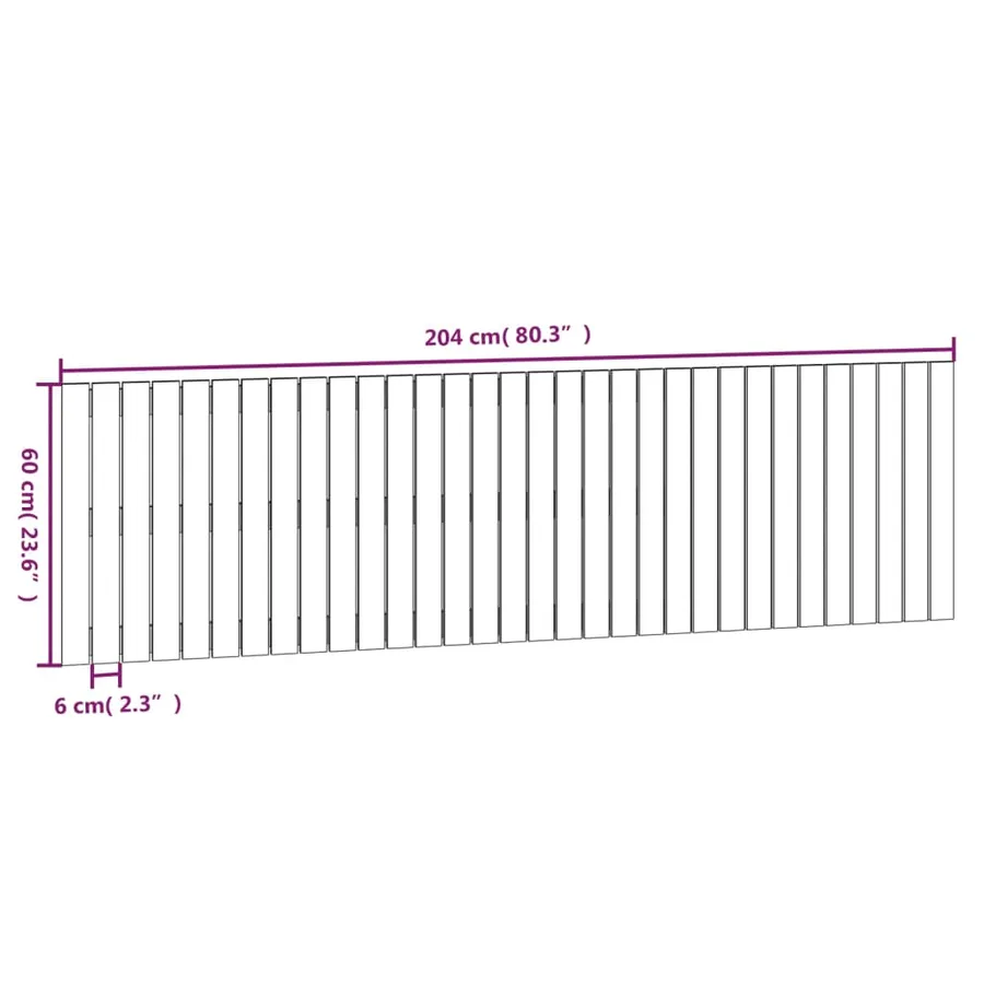 Tête de lit murale 204x3x60 cm Bois massif de pin - 8