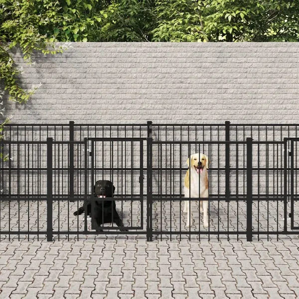 Chenil d'extérieur pour chiens Acier 18,77 m²