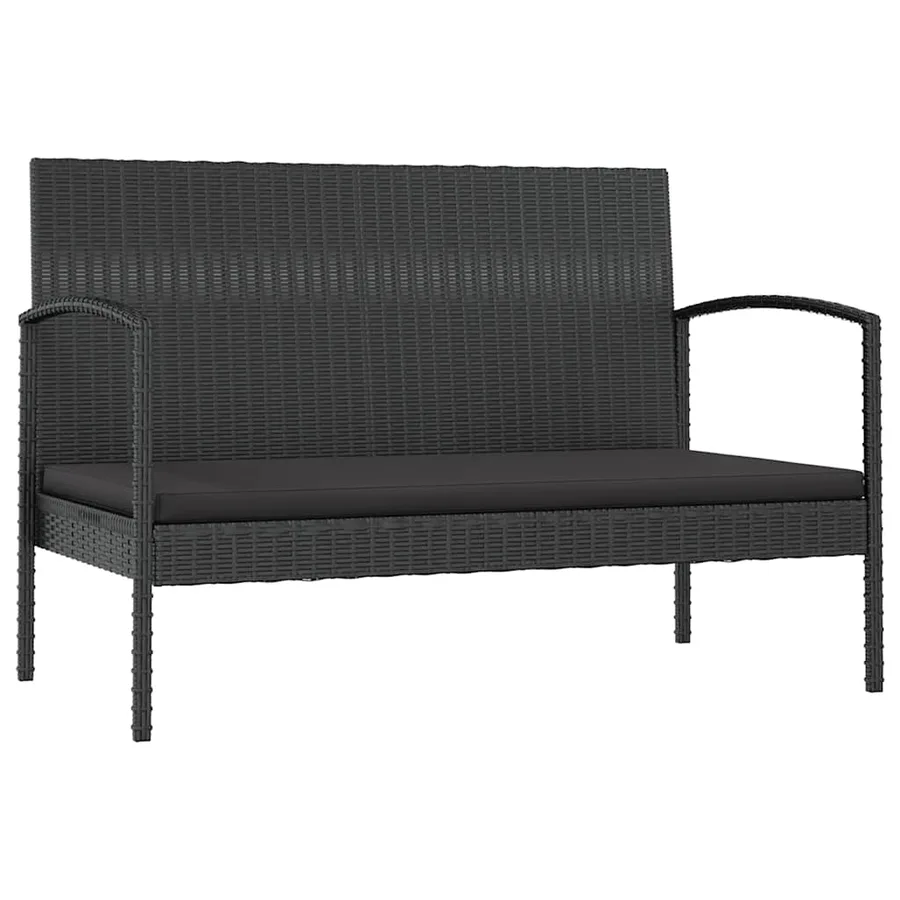 Salon de jardin 8 pcs avec coussins résine tressée noir - 3