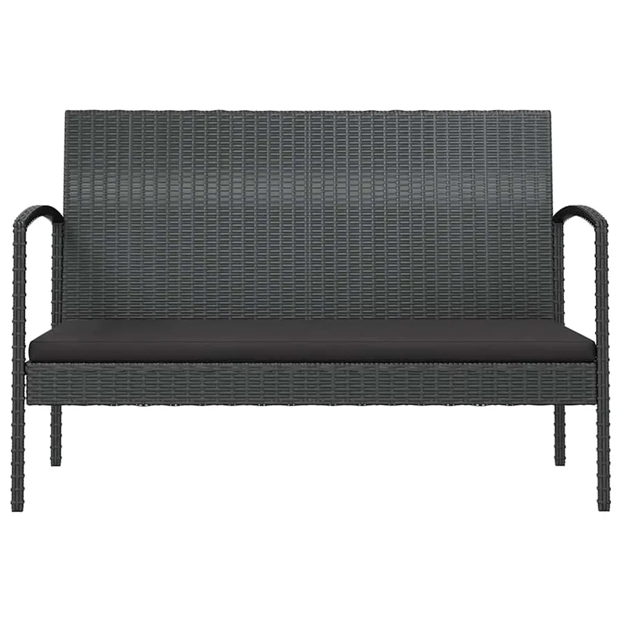 Salon de jardin 8 pcs avec coussins résine tressée noir - 4