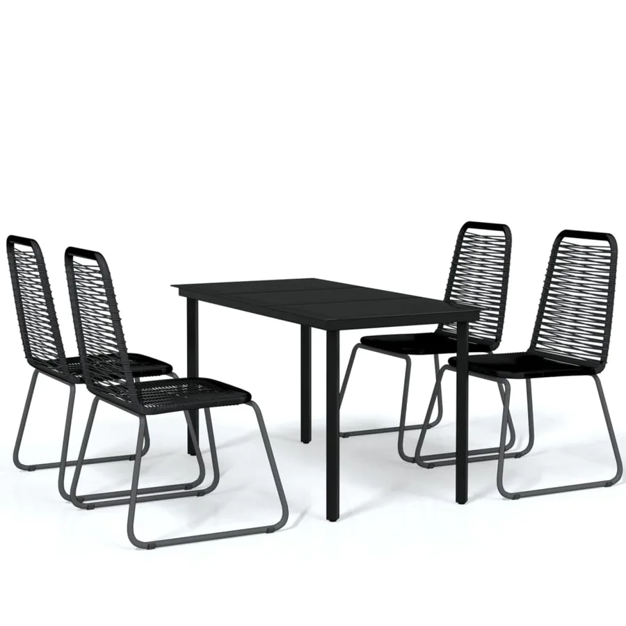 Ensemble à manger de jardin 5 pcs Noir - 2