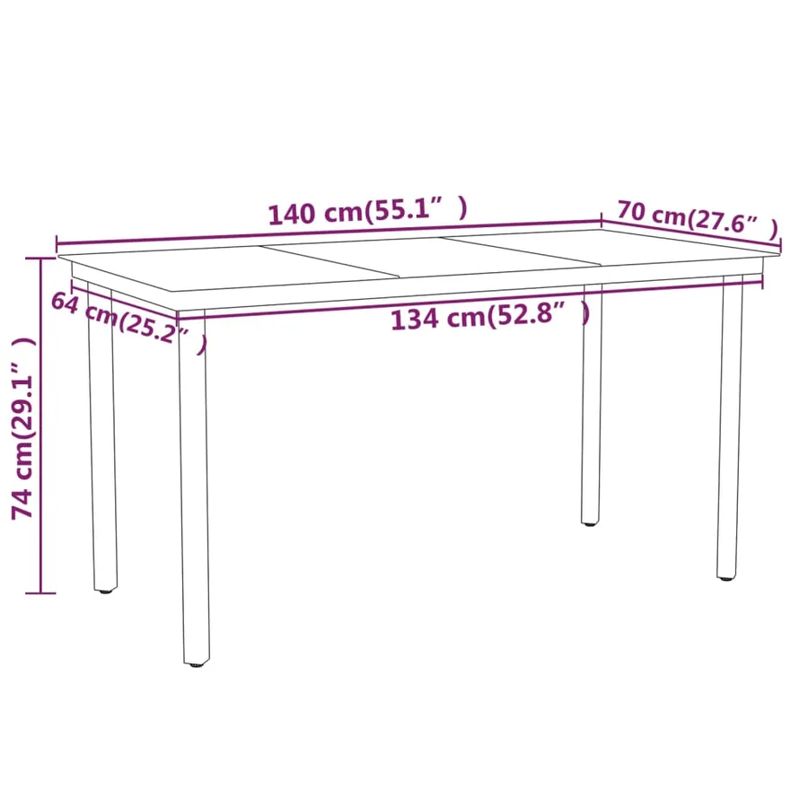 Ensemble à manger de jardin 5 pcs Noir - 7