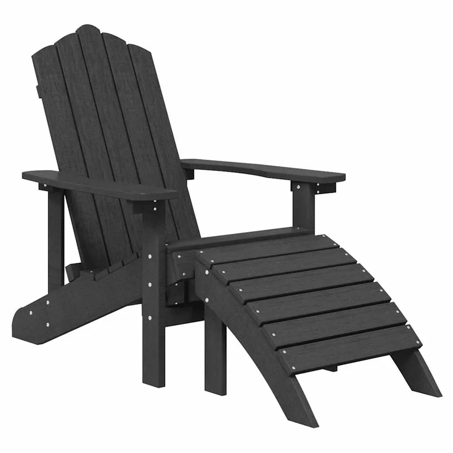 Chaise de jardin Adirondack avec repose-pied PEHD anthracite - 2