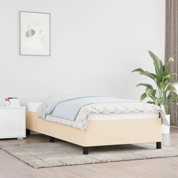 Cadre de lit sans matelas crème 90x190 cm tissu