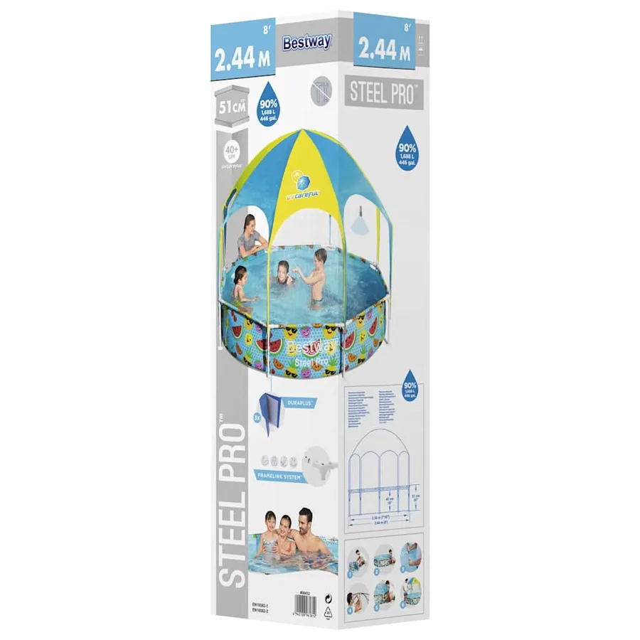 Bestway Piscine hors sol Steel Pro UV Careful pour enfants 244x51 cm - 12