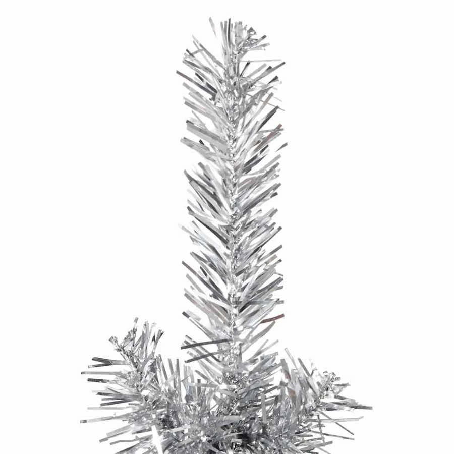 Demi sapin de Noël artificiel mince avec support Argenté 120 cm - 5