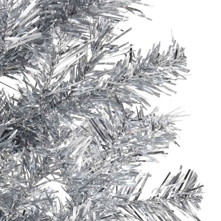 Demi sapin de Noël artificiel mince avec support Argenté 120 cm - 6