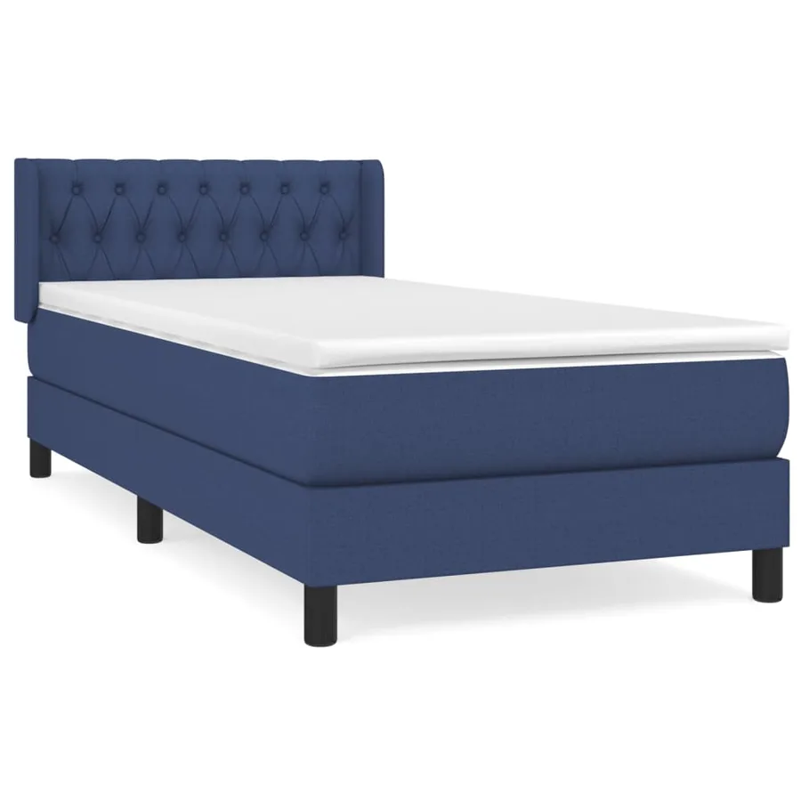 Sommier à lattes de lit avec matelas Bleu 100x200 cm Tissu - 2