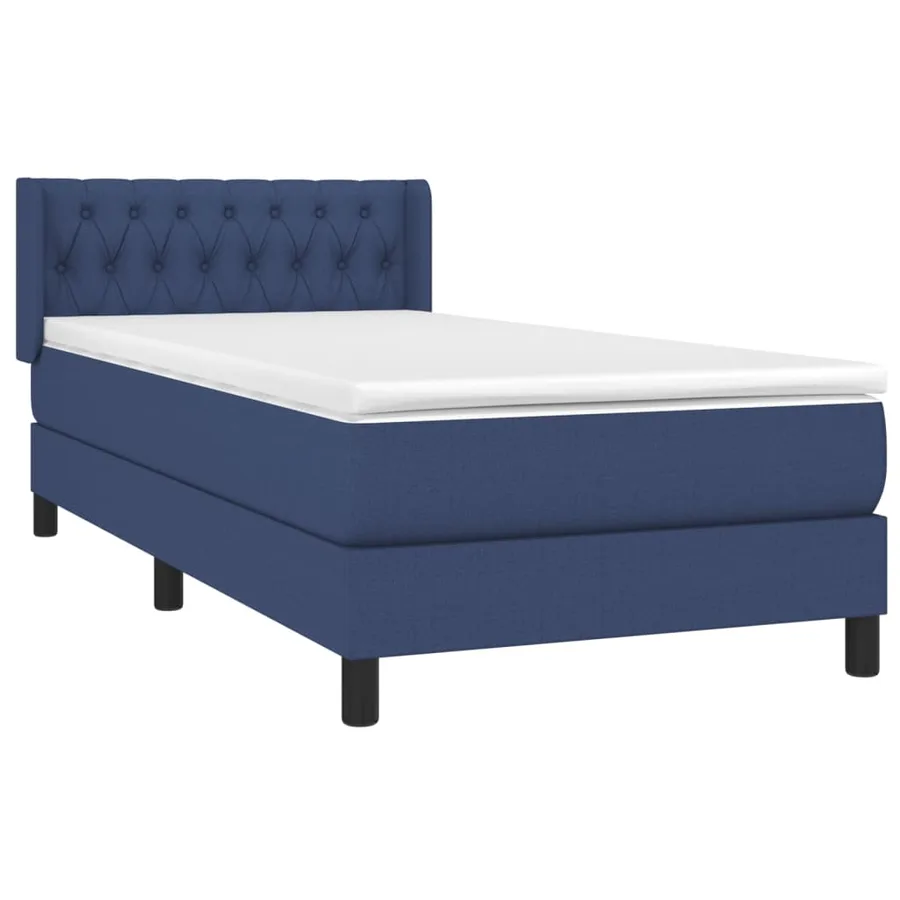 Sommier à lattes de lit avec matelas Bleu 100x200 cm Tissu - 3