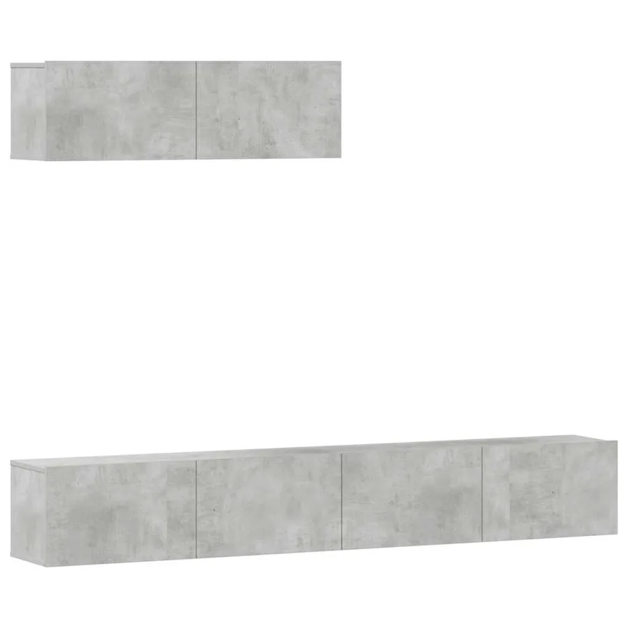 Ensemble de meubles TV 3 pcs Gris béton Bois d'ingénierie - 2