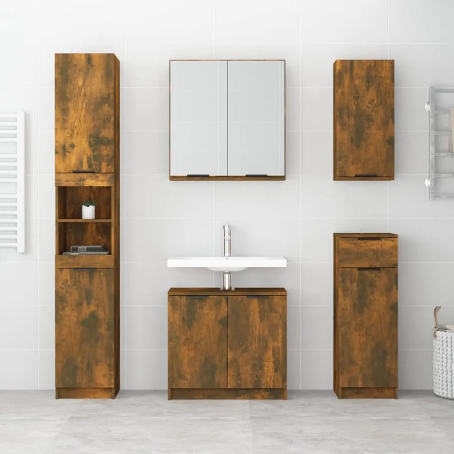 Armoire de salle de bain murale Chêne fumé 32x20x67 cm - 3