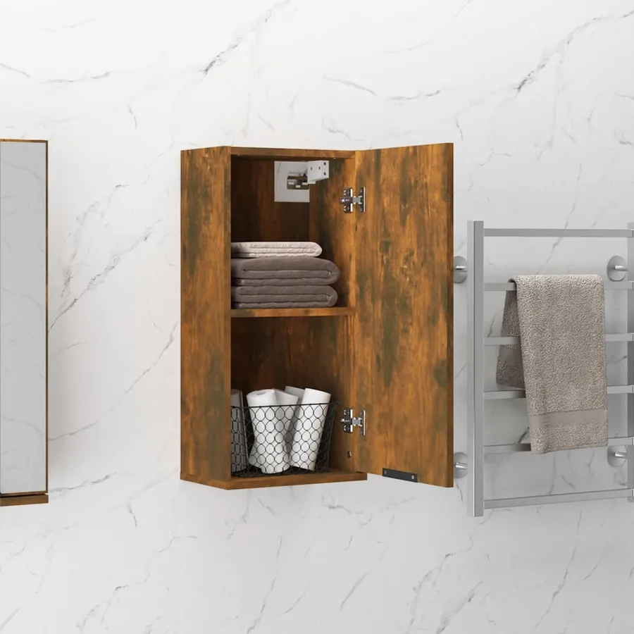 Armoire de salle de bain murale Chêne fumé 32x20x67 cm - 4