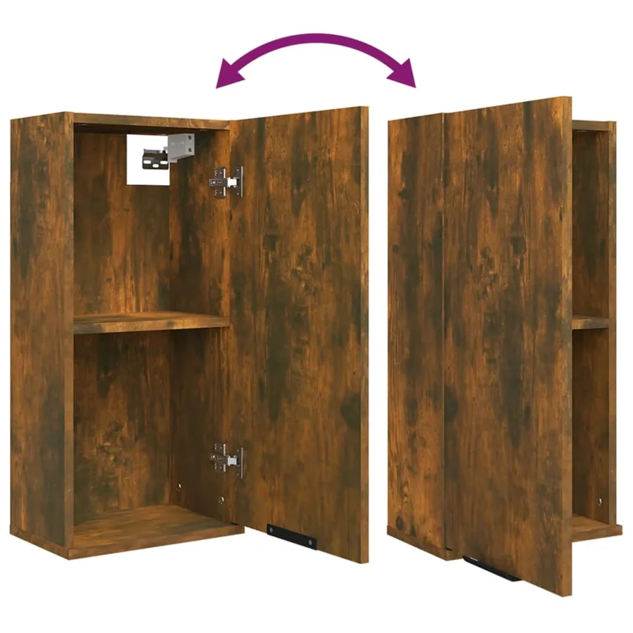 Armoire de salle de bain murale Chêne fumé 32x20x67 cm - 9
