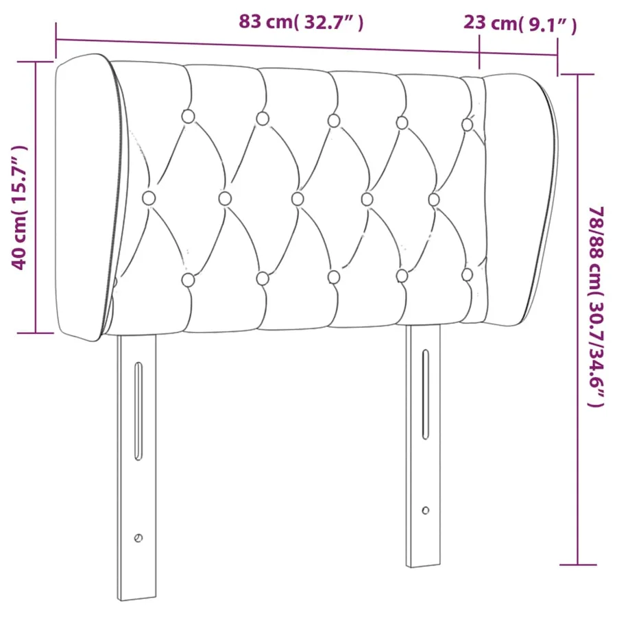 Tête de lit avec oreilles Gris clair 83x23x78/88 cm Tissu - 9