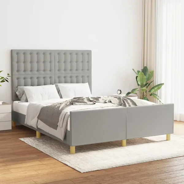 Cadre de lit sans matelas gris clair 140x200 cm tissu