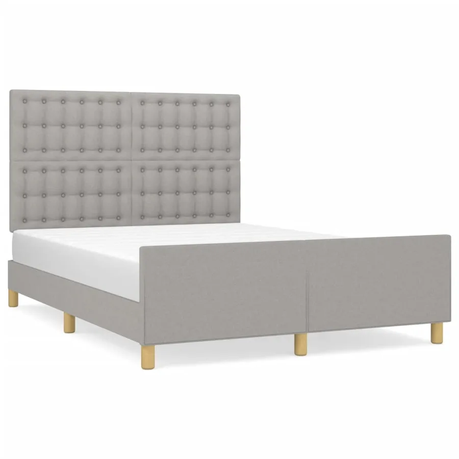 Cadre de lit sans matelas gris clair 140x200 cm tissu - 2