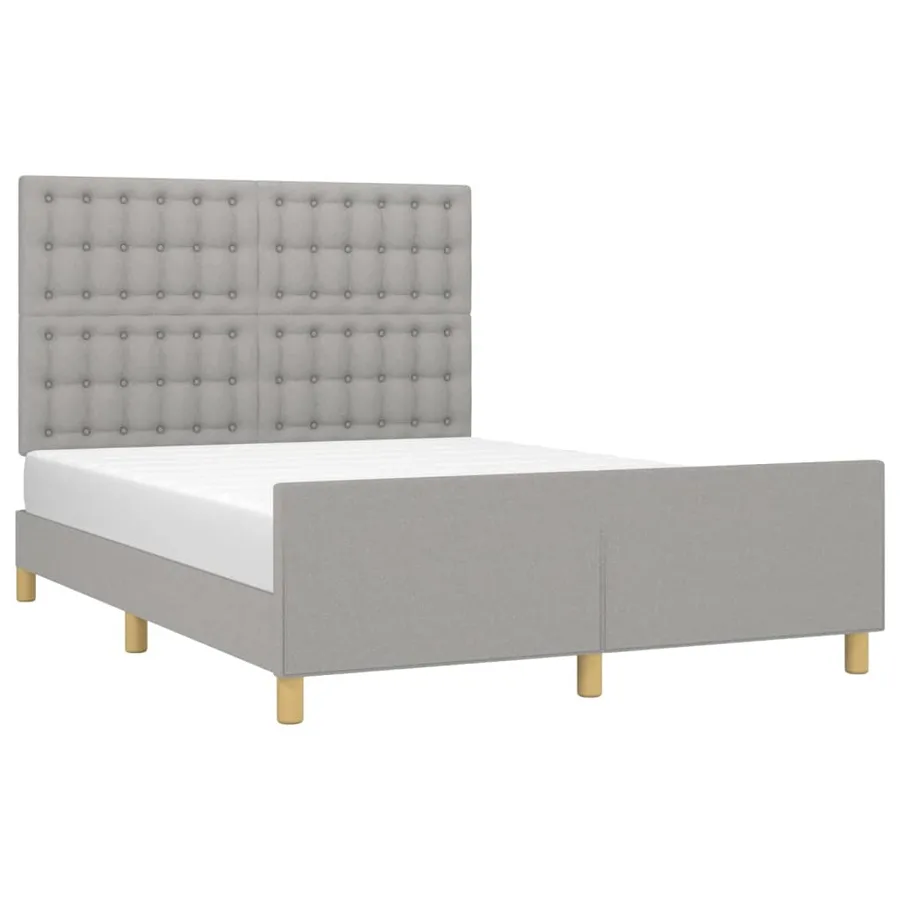 Cadre de lit sans matelas gris clair 140x200 cm tissu - 3