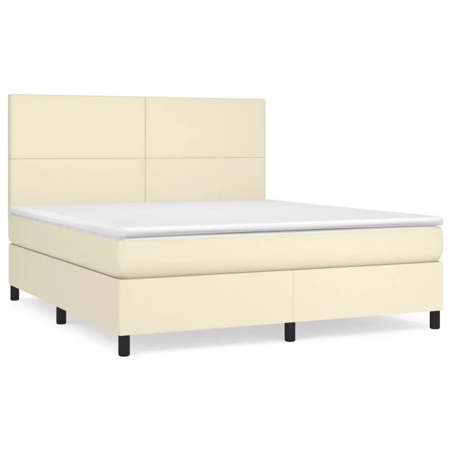 Sommier à lattes de lit avec matelas Crème 180x200cm Similicuir - 2