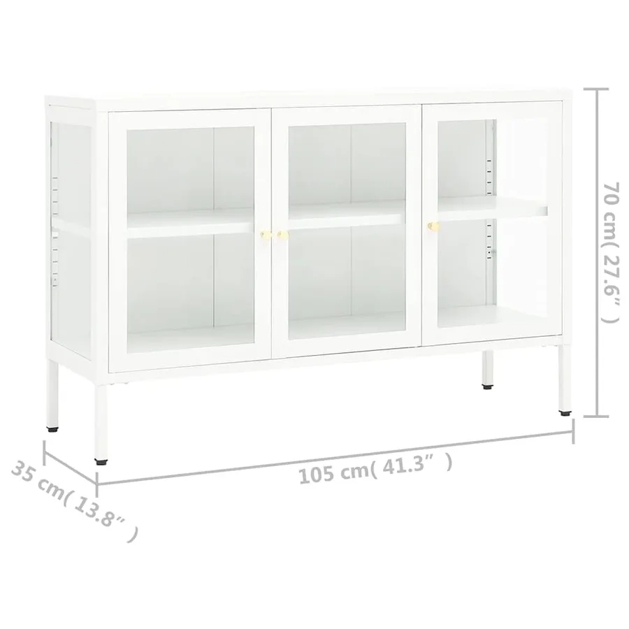 Buffet Blanc 105x35x70 cm Acier et verre - 10