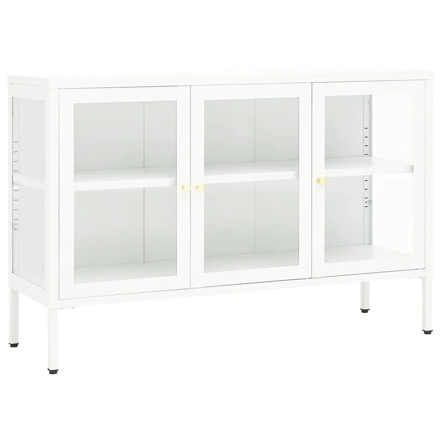 Buffet Blanc 105x35x70 cm Acier et verre - 2