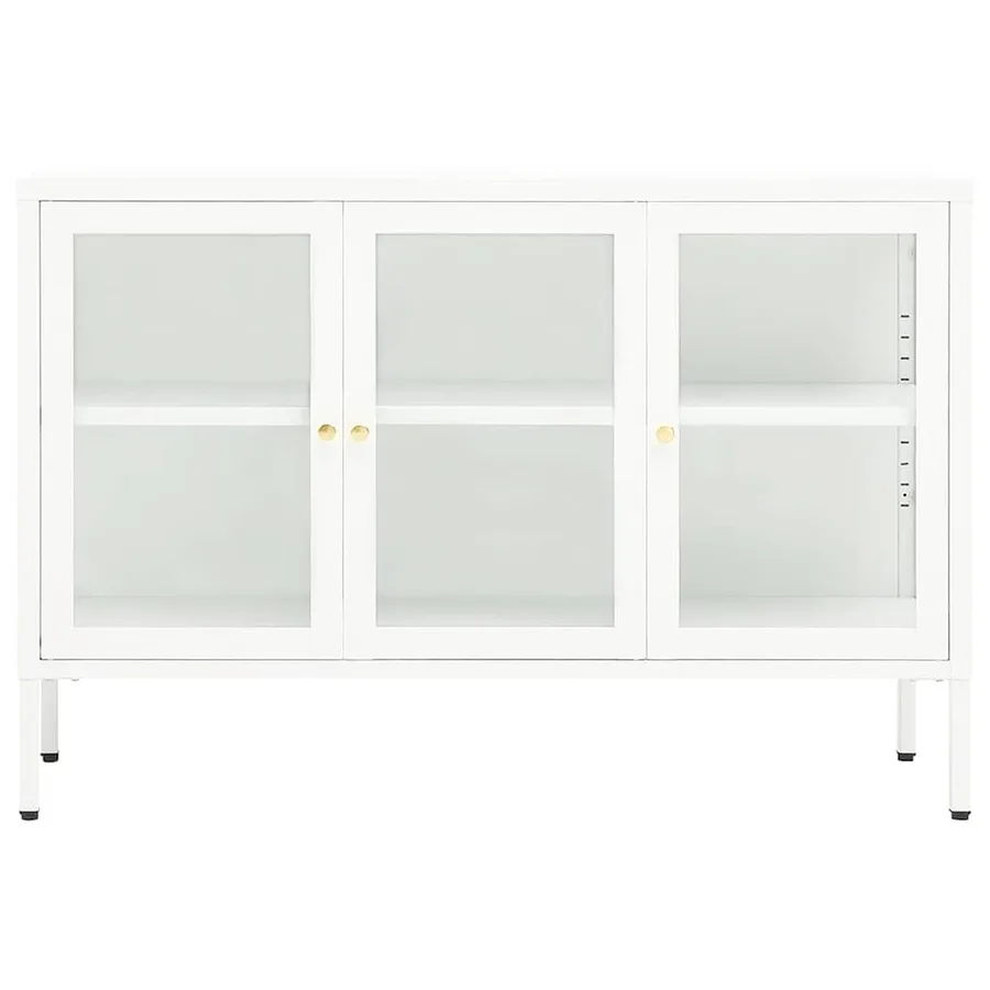 Buffet Blanc 105x35x70 cm Acier et verre - 3