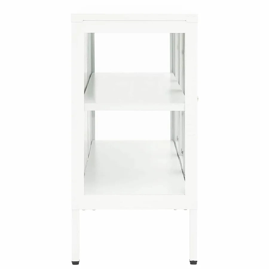 Buffet Blanc 105x35x70 cm Acier et verre - 4
