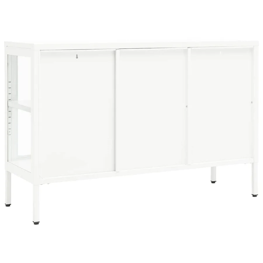 Buffet Blanc 105x35x70 cm Acier et verre - 5