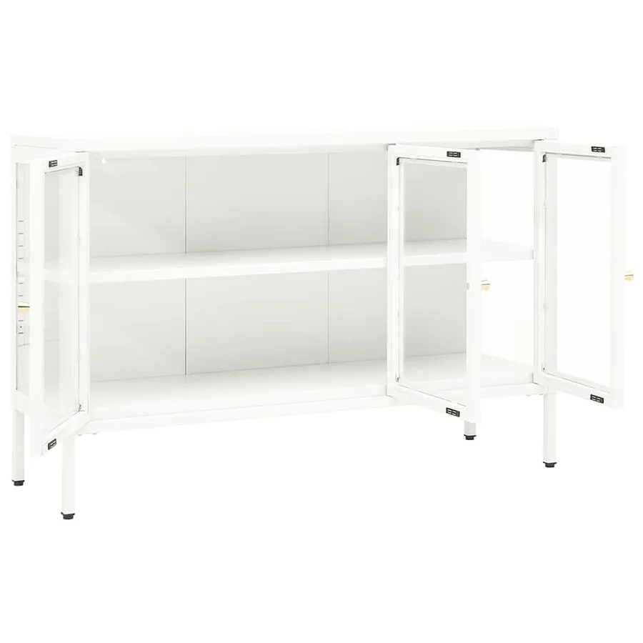 Buffet Blanc 105x35x70 cm Acier et verre - 6