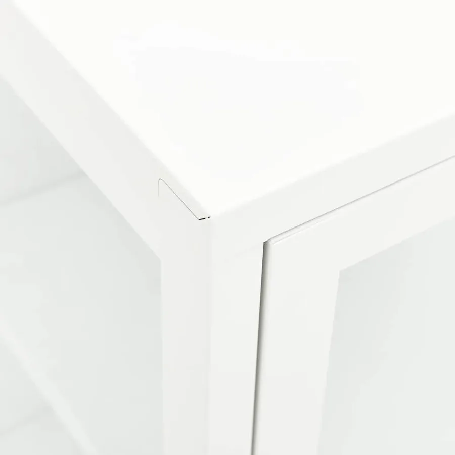 Buffet Blanc 105x35x70 cm Acier et verre - 8