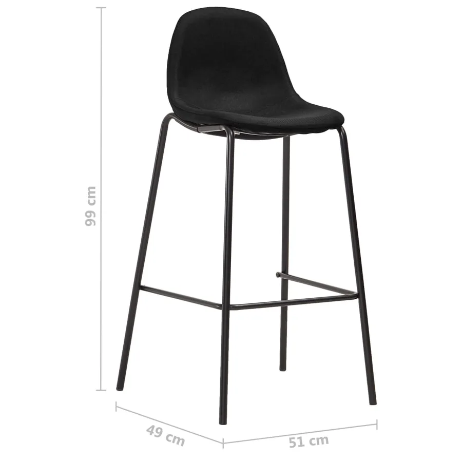 Chaises de bar lot de 4 noir tissu - 7