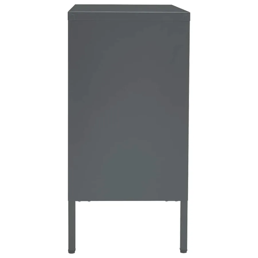 Buffet Anthracite 75x35x70 cm Acier et verre trempé - 4