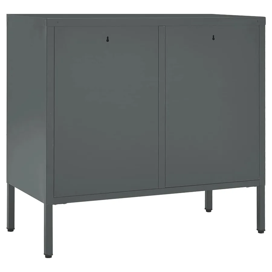 Buffet Anthracite 75x35x70 cm Acier et verre trempé - 5