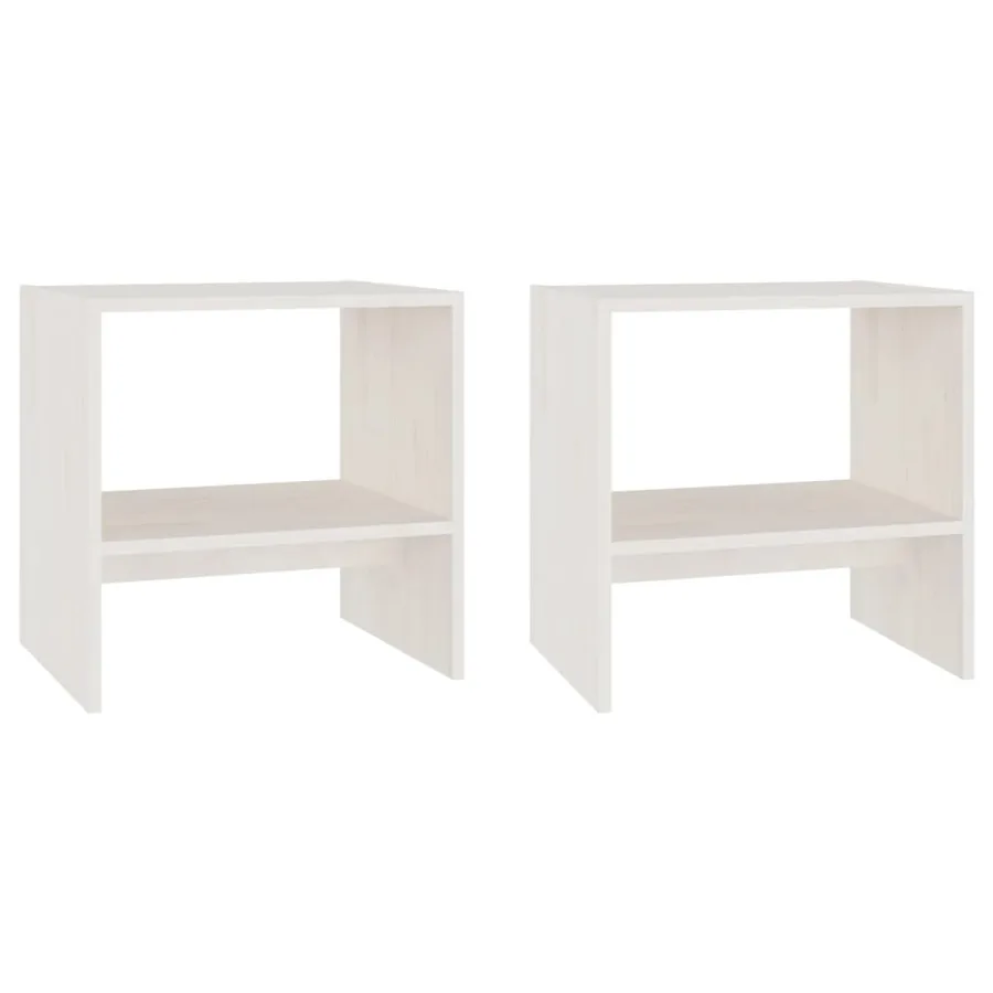Tables de chevet 2 pcs Blanc 40x30,5x40 cm Bois de pin massif - 2