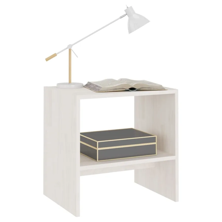 Tables de chevet 2 pcs Blanc 40x30,5x40 cm Bois de pin massif - 4
