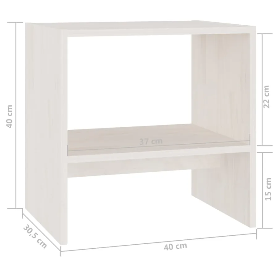 Tables de chevet 2 pcs Blanc 40x30,5x40 cm Bois de pin massif - 8
