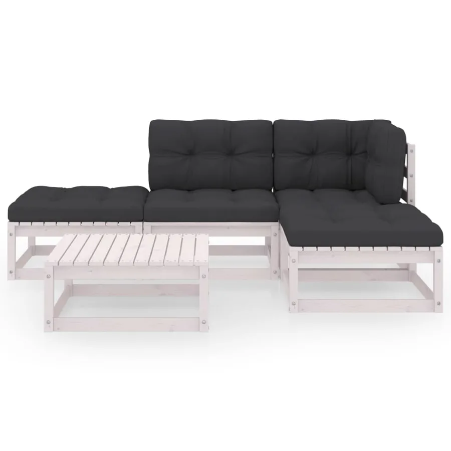 Salon de jardin 5 pcs avec coussins Bois de pin massif - 3