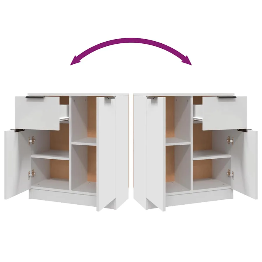 Buffet Blanc 60x30x70 cm Bois d'ingénierie - 9