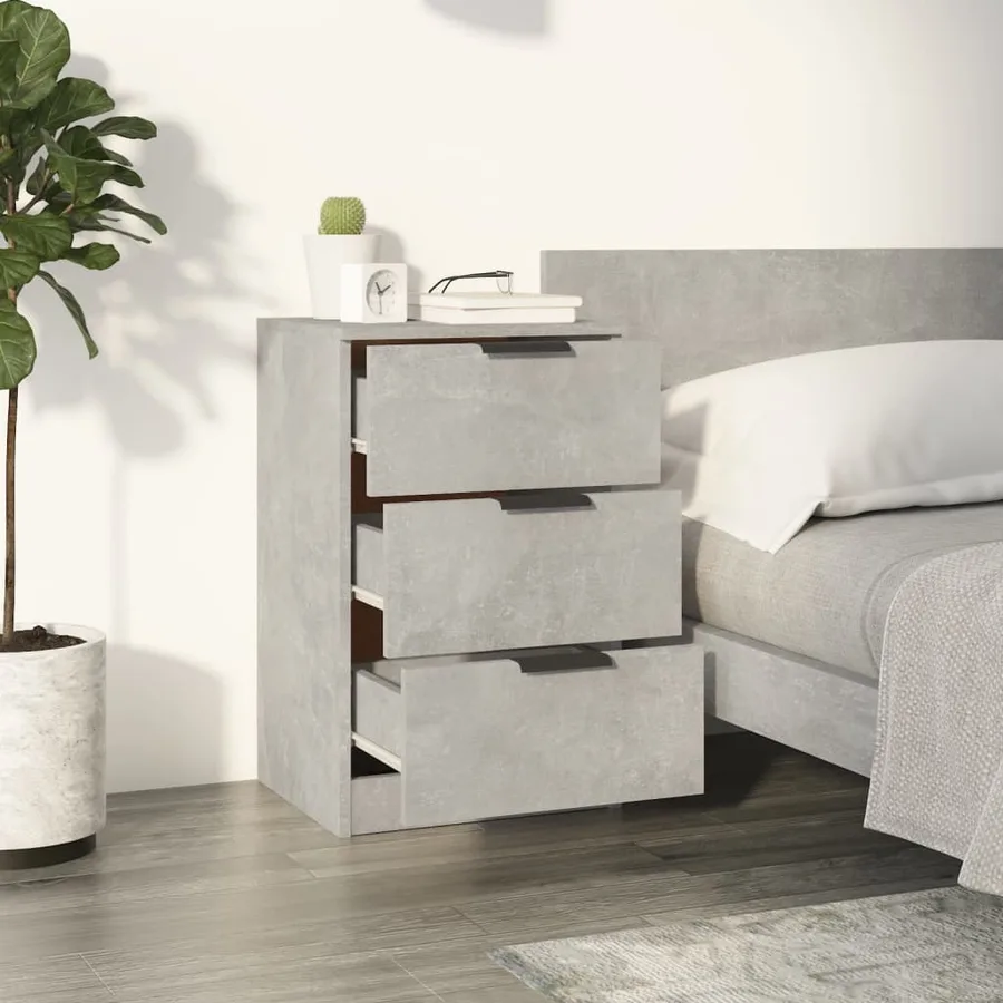 Tables de chevet 2 pcs Gris béton 40x36x65 cm - 3