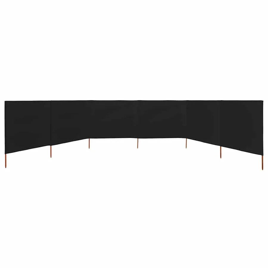 Paravent 6 panneaux Tissu 800 x 80 cm Noir - 3