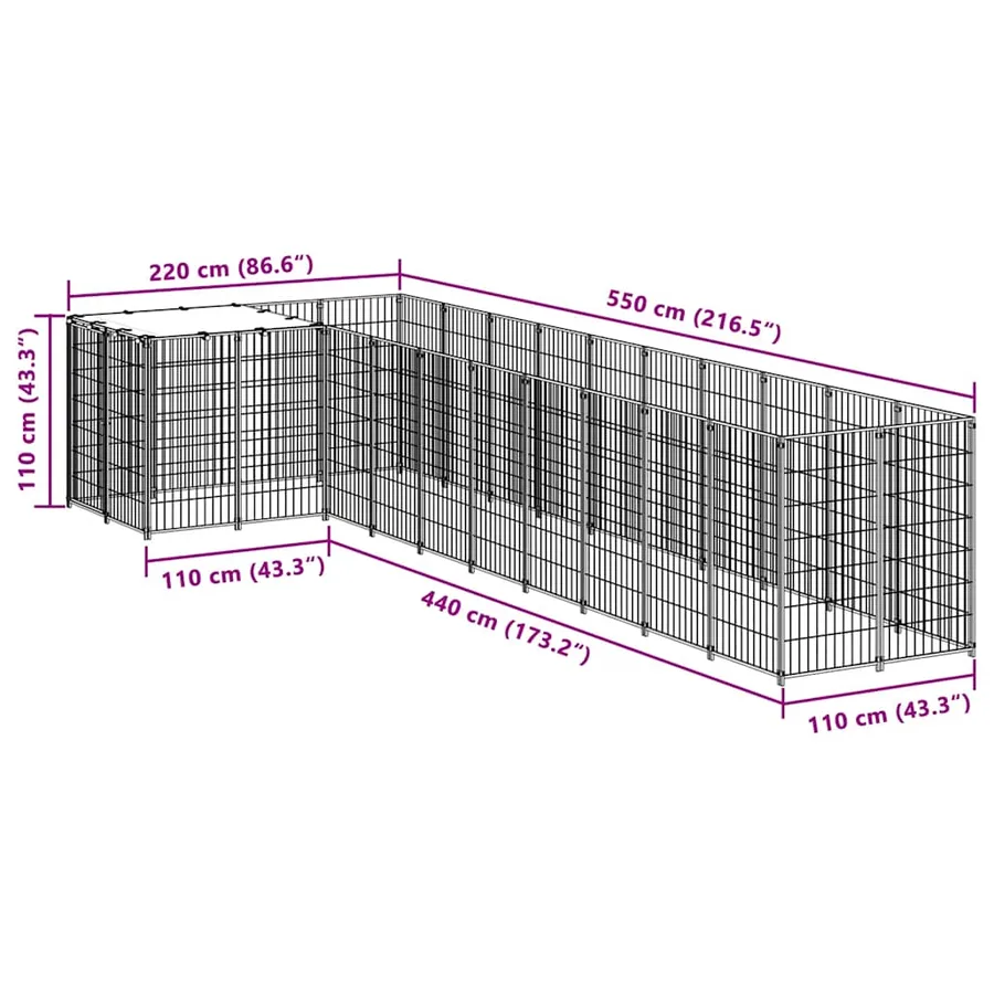 Chenil Noir 7,26 m² Acier - 7