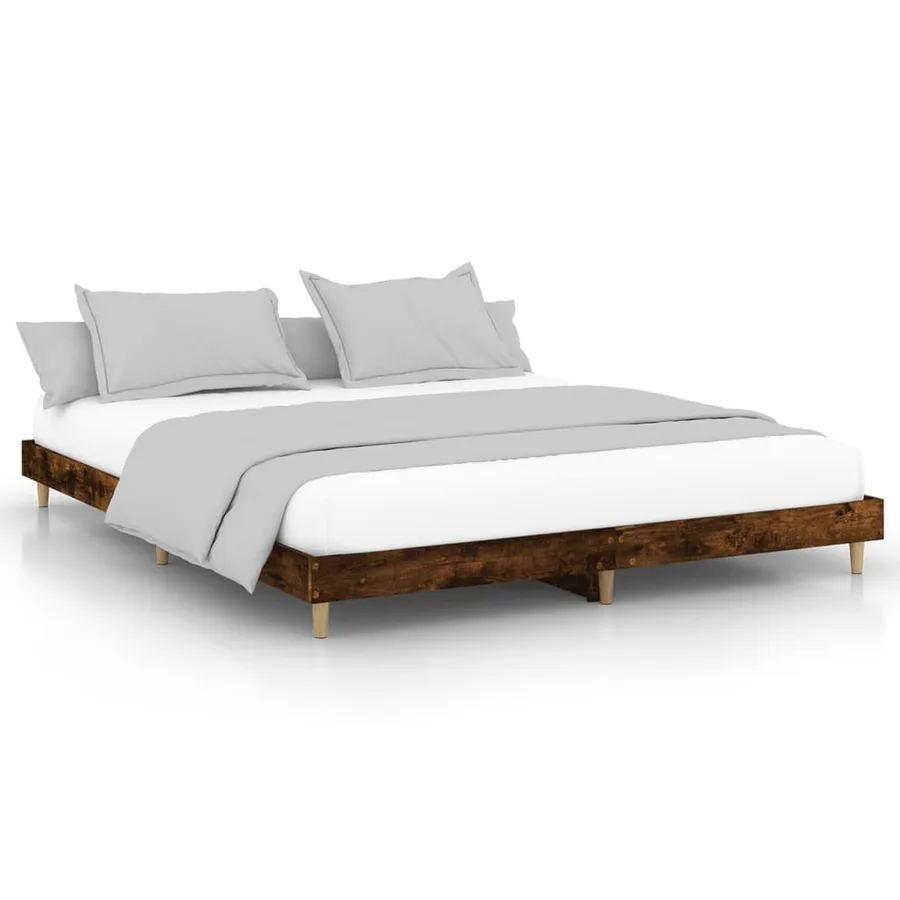 Cadre de lit sans matelas chêne fumé 140x200 cm bois ingénierie - 2