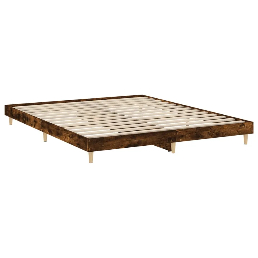 Cadre de lit sans matelas chêne fumé 140x200 cm bois ingénierie - 5