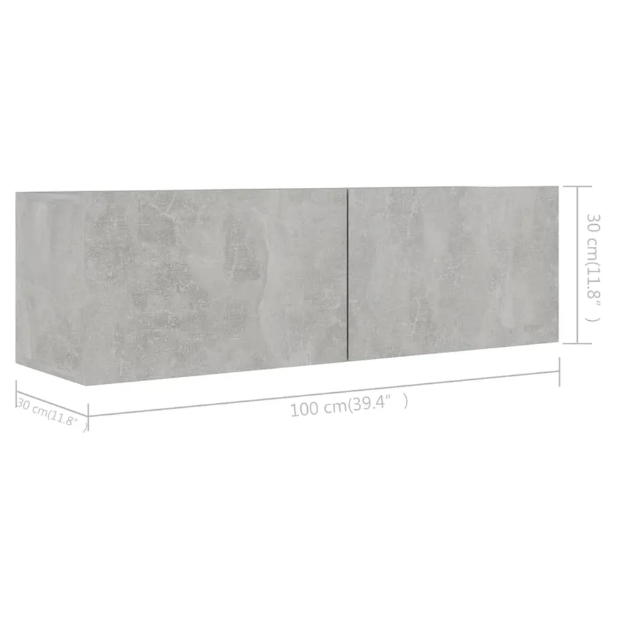Ensemble de meubles TV 4 pcs Gris béton Bois d'ingénierie - 7