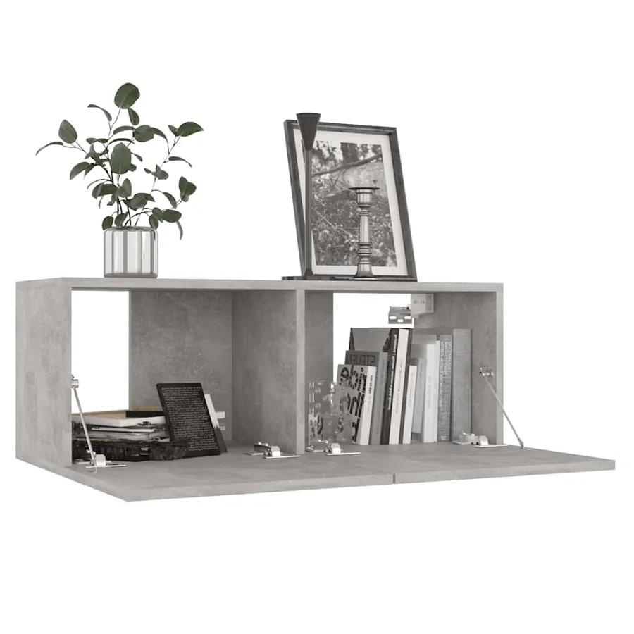 Meuble TV Gris béton 80x30x30 cm Bois d’ingénierie - 4