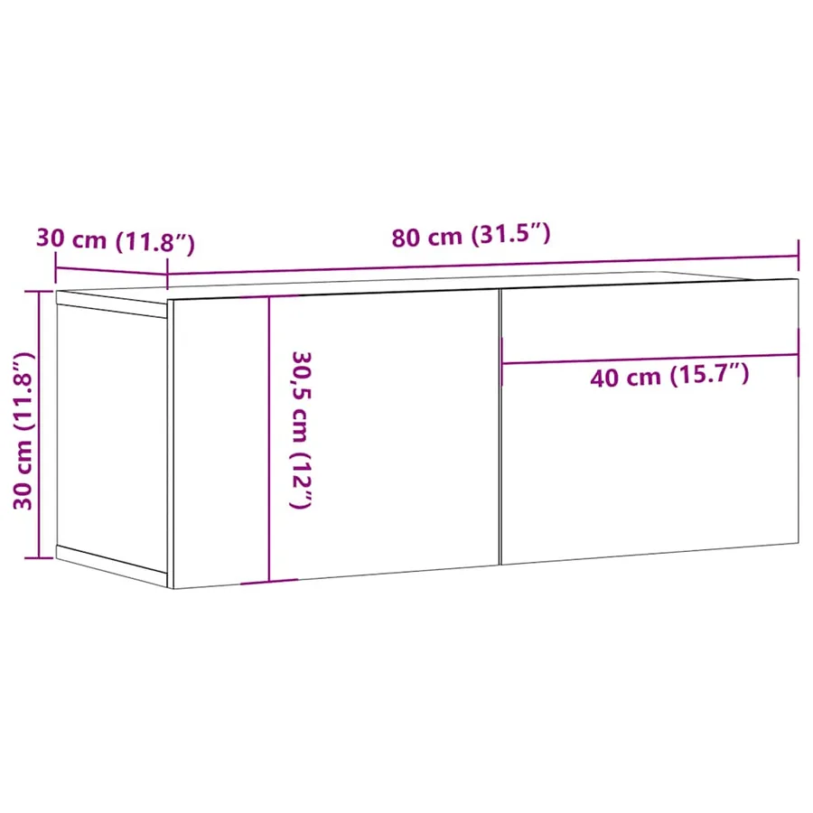 Meuble TV Gris béton 80x30x30 cm Bois d’ingénierie - 9