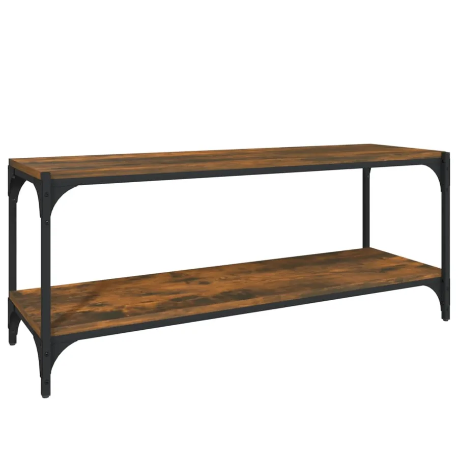 Meuble TV Chêne fumé 100x33x41 cm Bois d'ingénierie et acier - 2