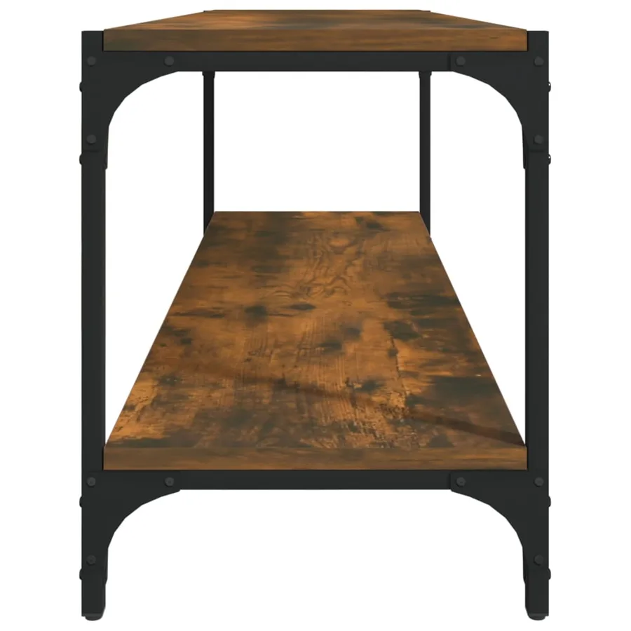 Meuble TV Chêne fumé 100x33x41 cm Bois d'ingénierie et acier - 5