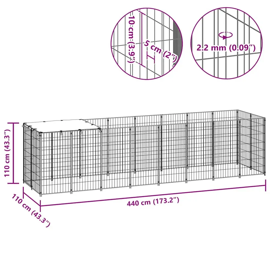 Chenil Noir 4,84 m² Acier - 8