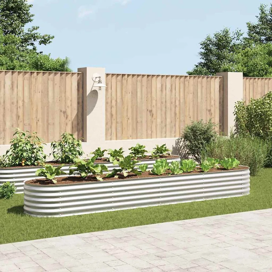 Lit surélevé de jardin 400x80x44 cm Acier galvanisé Argenté - 3