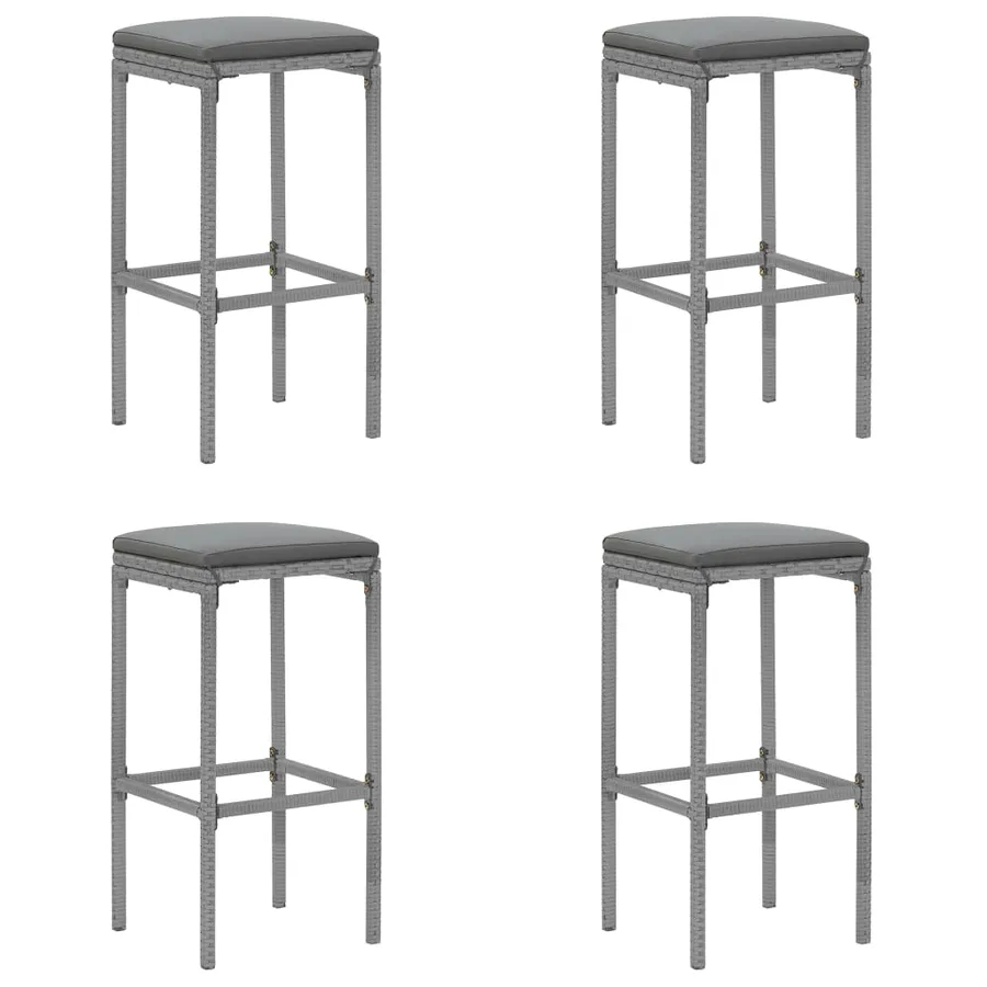 Ensemble de bar de jardin 5 pcs avec coussins gris poly rotin - 4